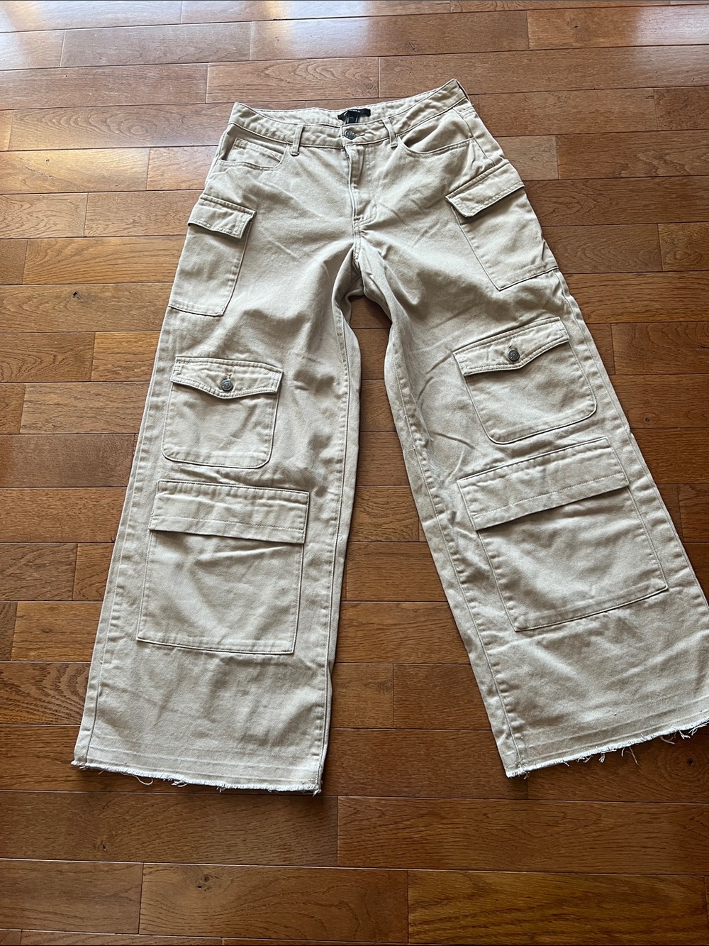 💕Forever 21 Tan/Beige Women's Wide Leg Cargo Pants-L💕